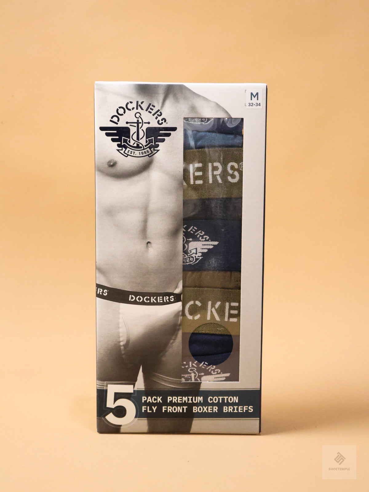 DOCKERS Men's Breathable Cotton Boxer Briefs, Pack of 5