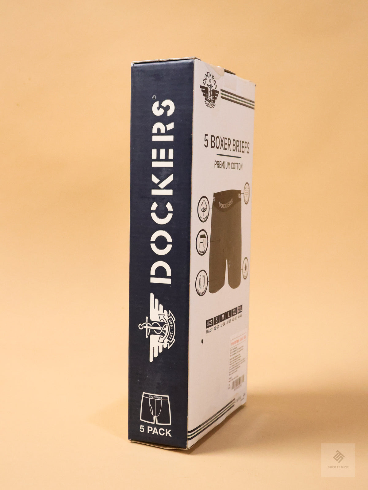 DOCKERS Men's Breathable Cotton Boxer Briefs, Pack of 5