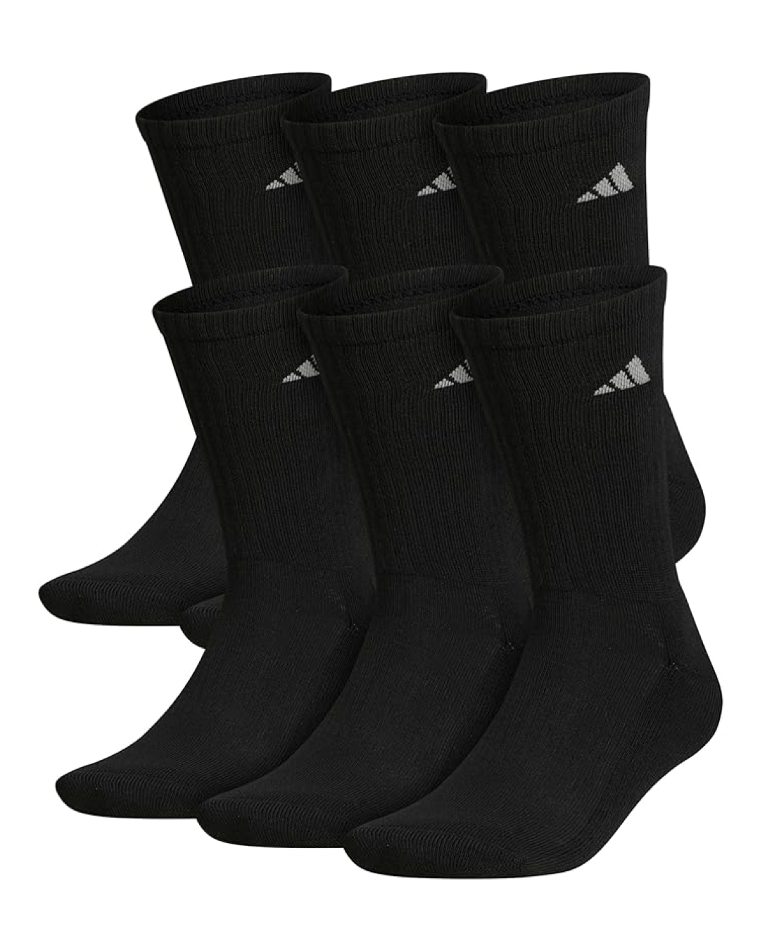Adidas Men's Athletic Cushioned Crew Socks 6 Pairs - All Black