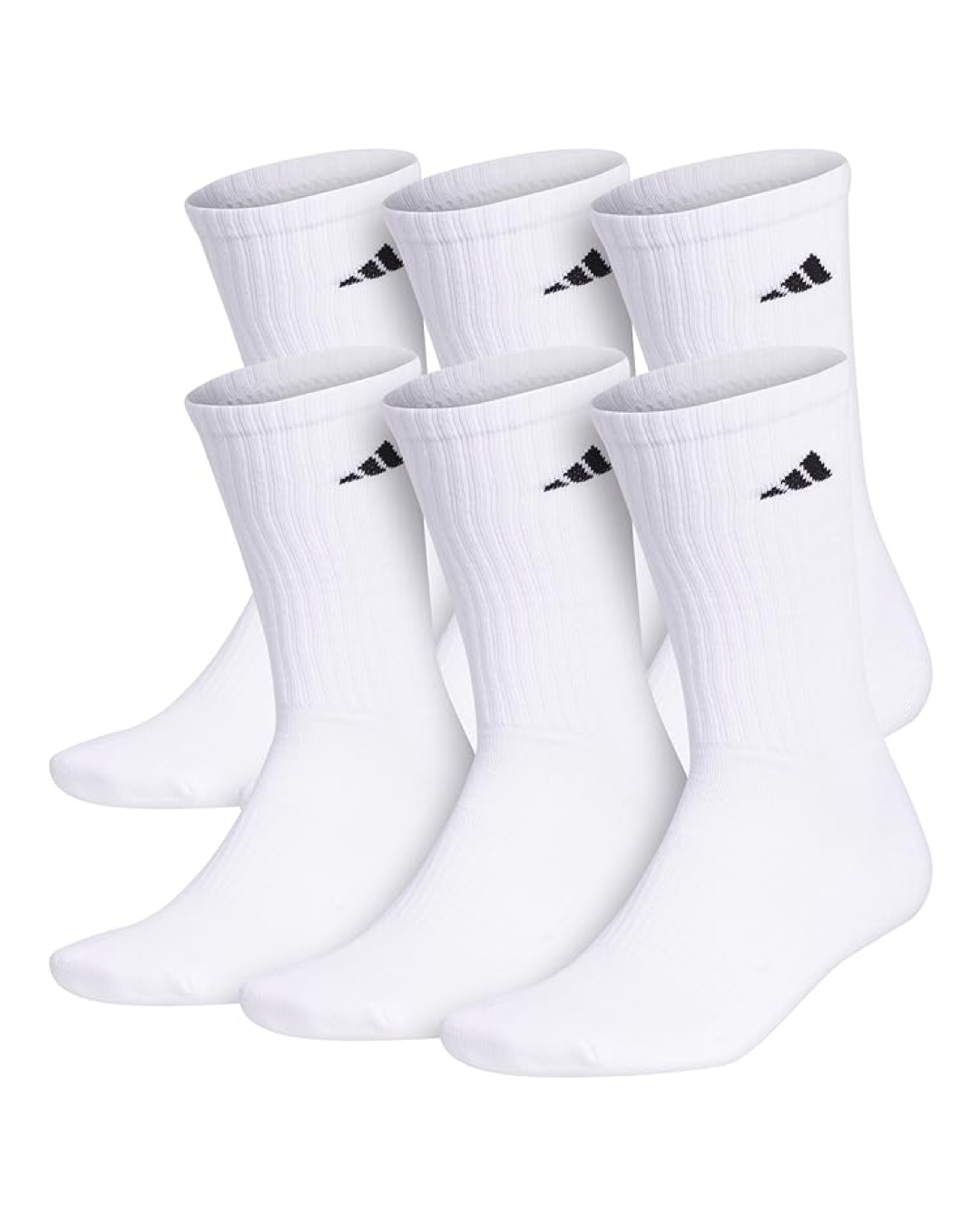 6 in a pack Adidas Men's Athletic Cushioned Crew Socks (6 Pairs) Durable & Comfortable