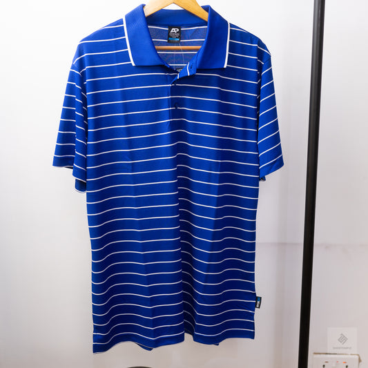 King Gee Moisture Wicking Striped Polo Shirt - Blue