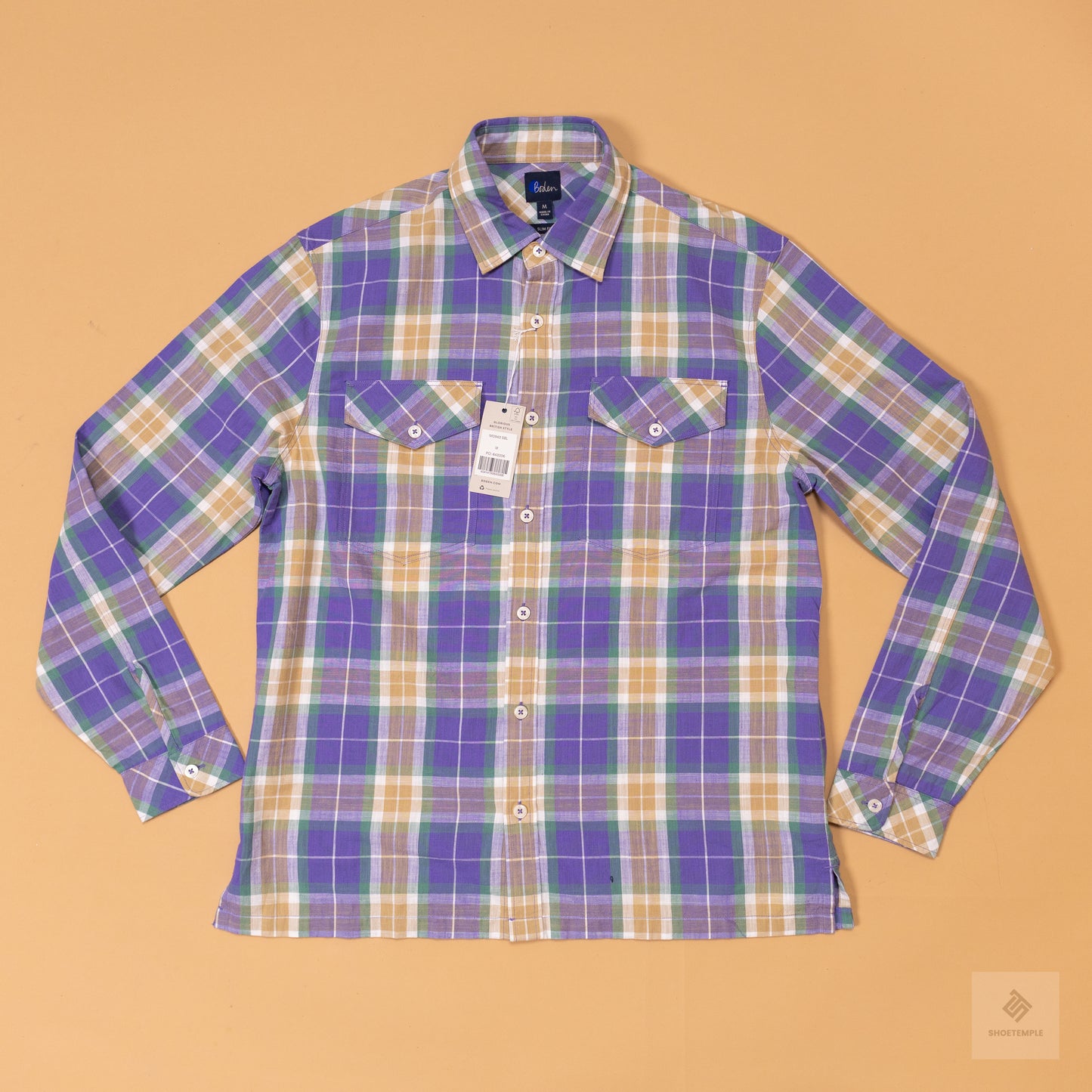 Boden Long Sleeve Check Shirt Purple