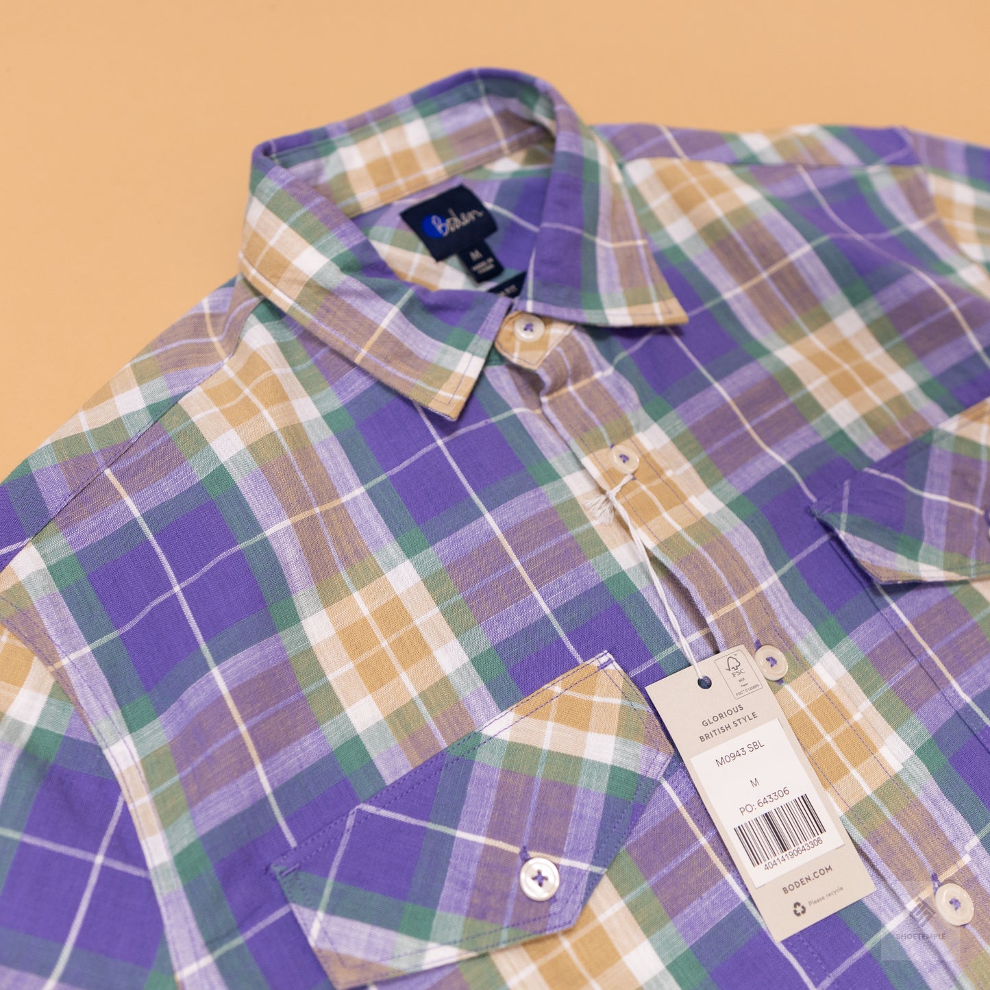 Boden Long Sleeve Check Shirt Purple