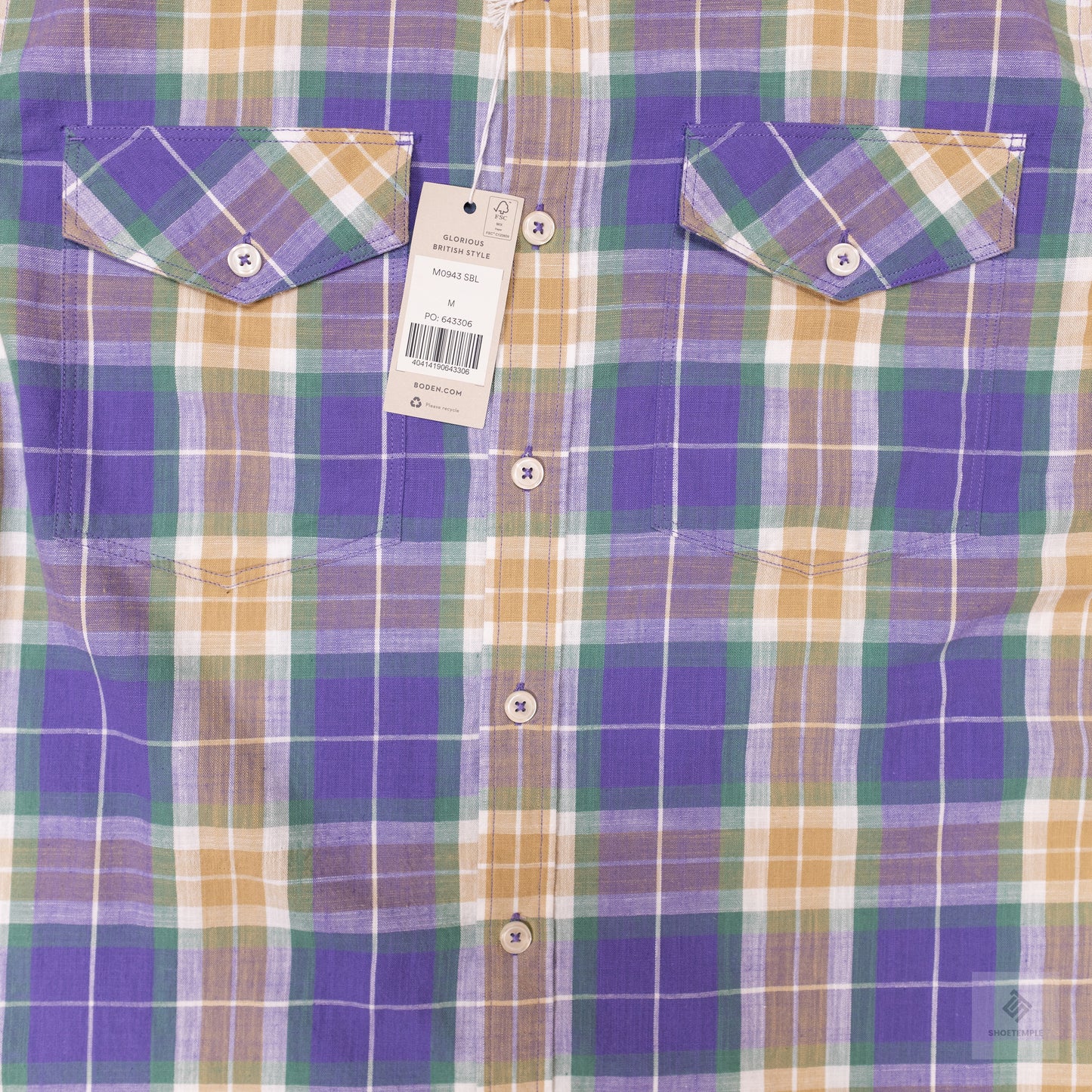 Boden Long Sleeve Check Shirt Purple