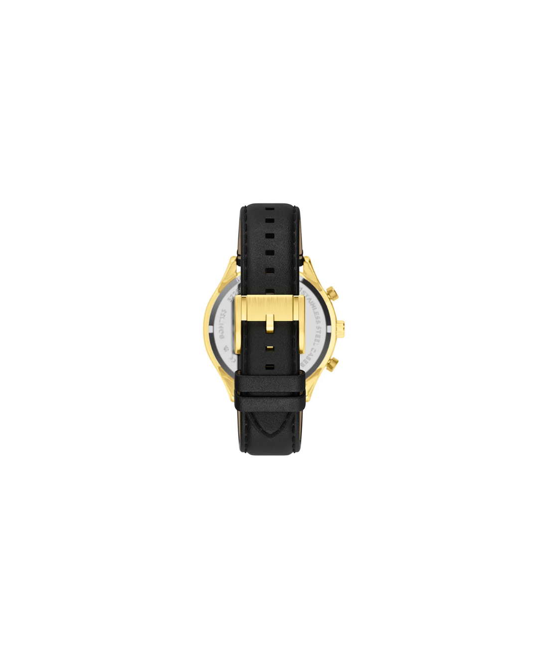 Men's Fenmore Multifunction Gold-Tone Black Leather Watch 44mm