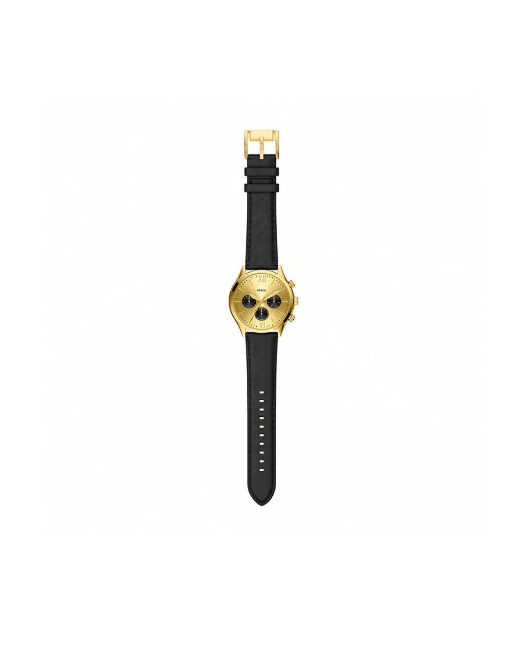 Men's Fenmore Multifunction Gold-Tone Black Leather Watch 44mm