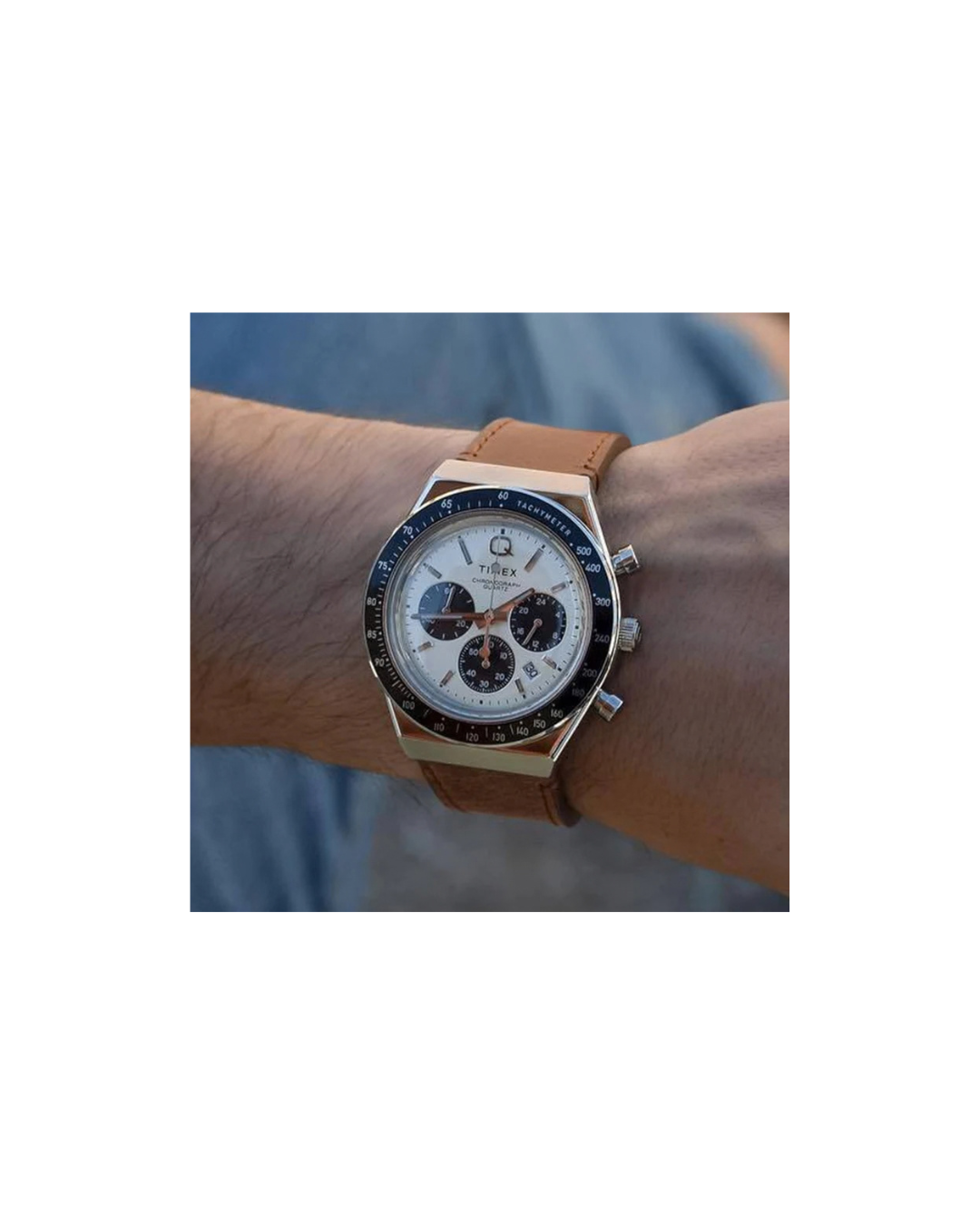 Q Timex Chronograph 40mm Leather Strap Watch