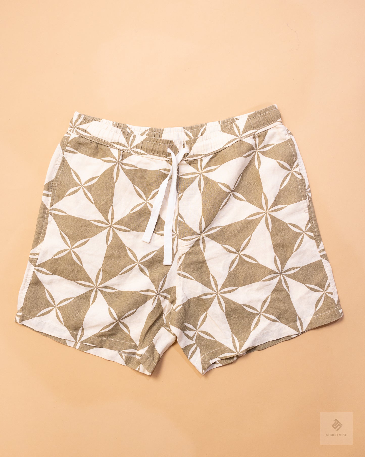 Seed Heritage Pattern Linen Shorts Brown