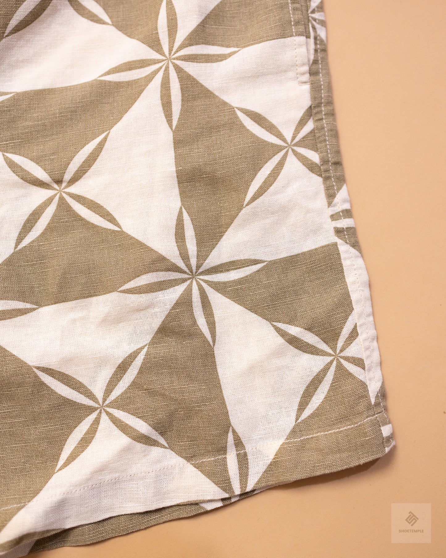 Seed Heritage Pattern Linen Shorts Brown