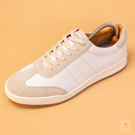 JOHNNIE-O TOPSPIN LEATHER SNEAKER - WHITE