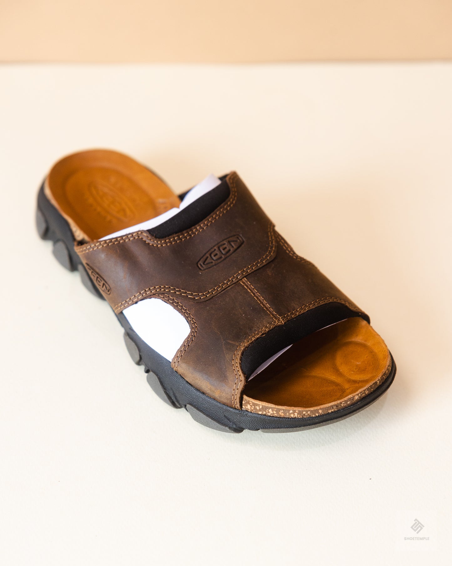 Keen Men's Daytona II slide sandal in brown leather