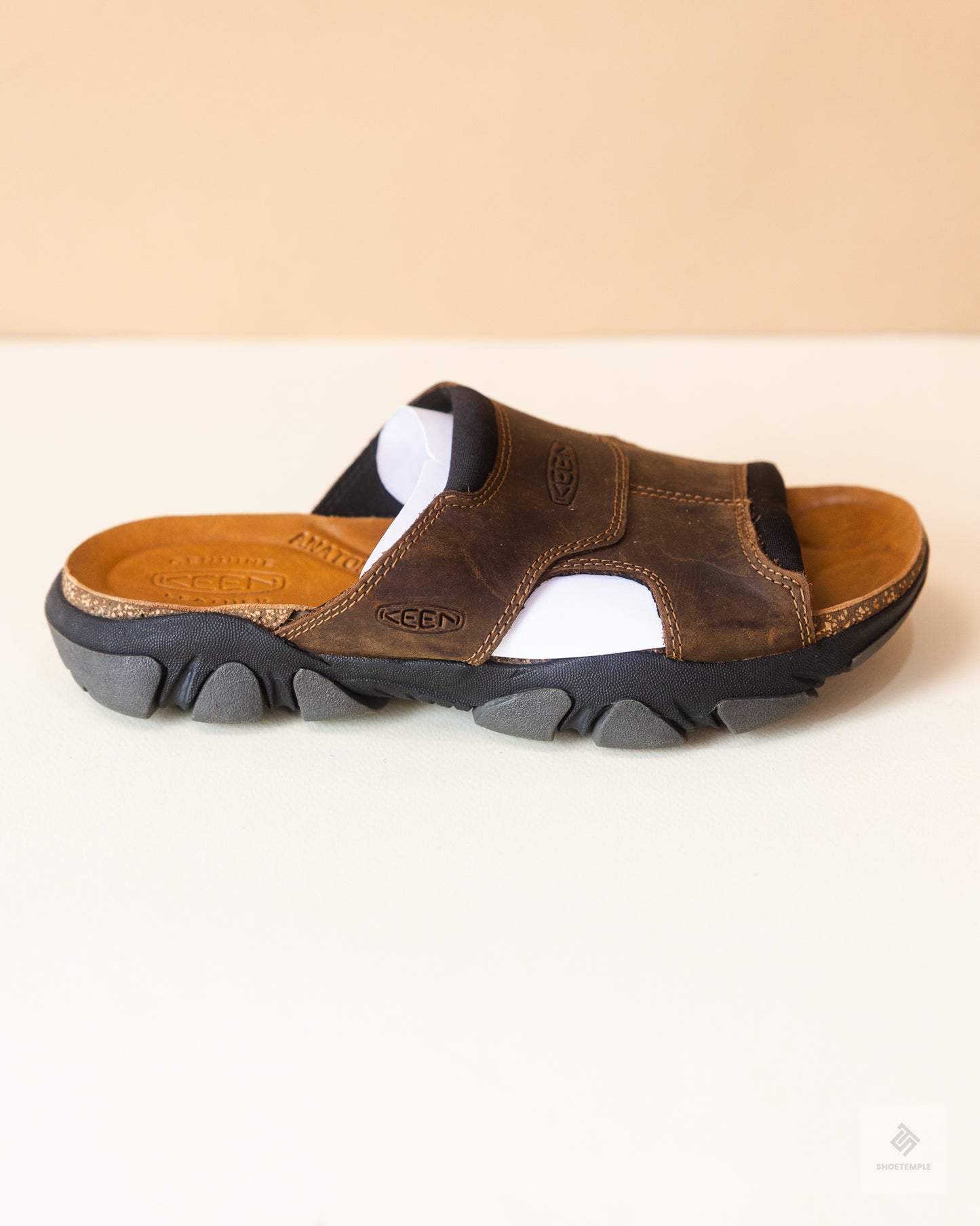 Keen Men's Daytona II slide sandal in brown leather