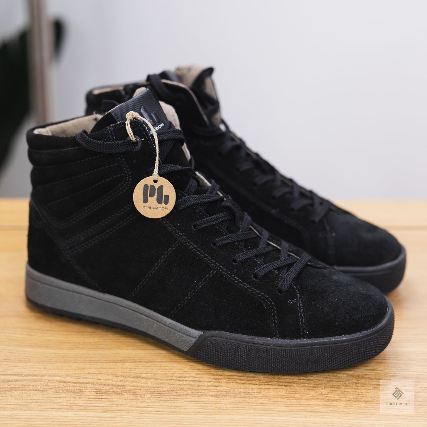 Pius Gabor high top suede leather sneaker in black