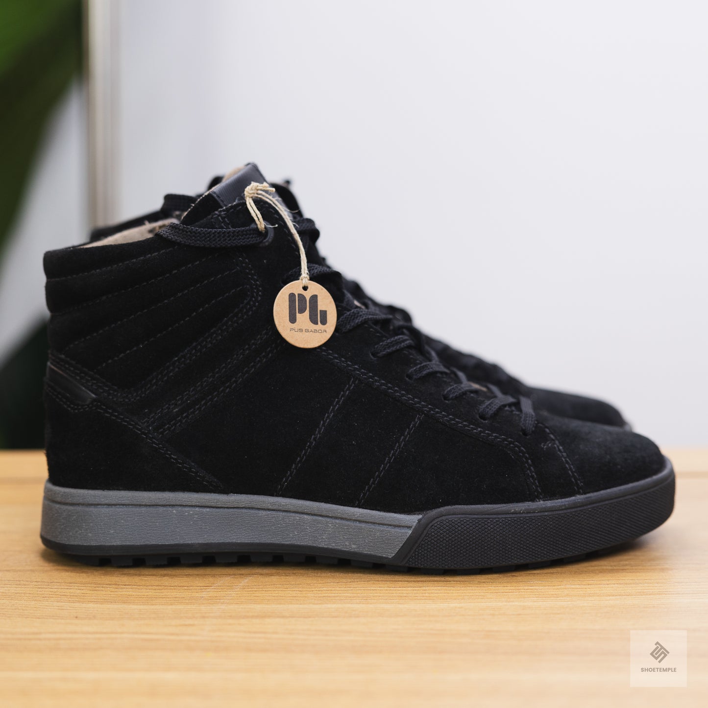 Pius Gabor high top suede leather sneaker in black