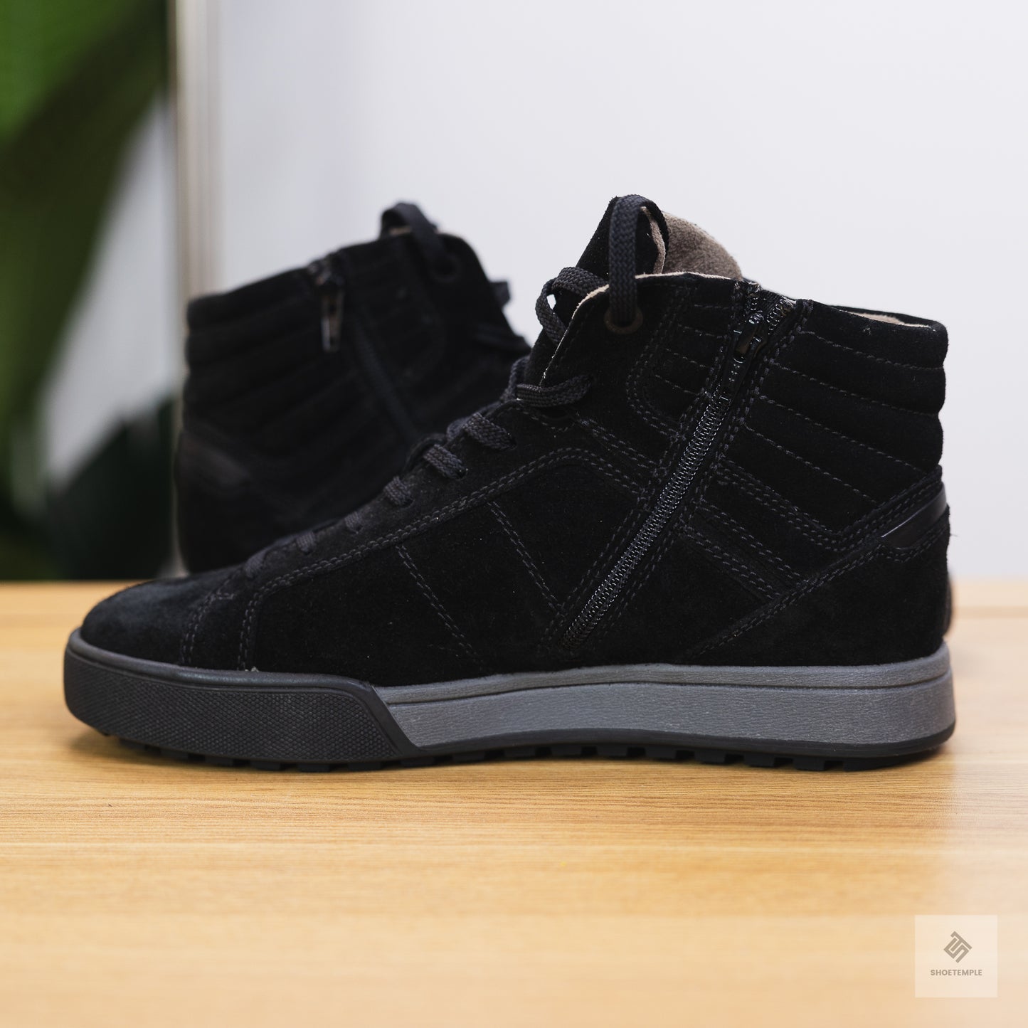 Pius Gabor high top suede leather sneaker in black