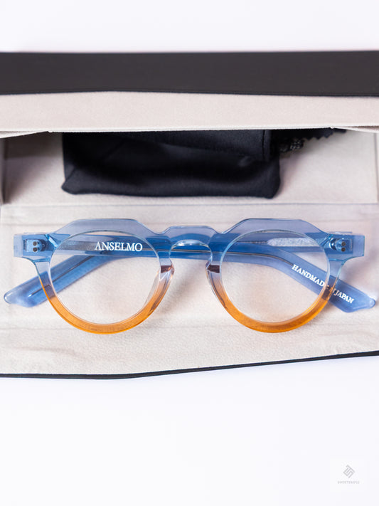 Anselmo Retro Gradient Glasses - Acetate Frame, Unisex Clear Lens Eyewear
