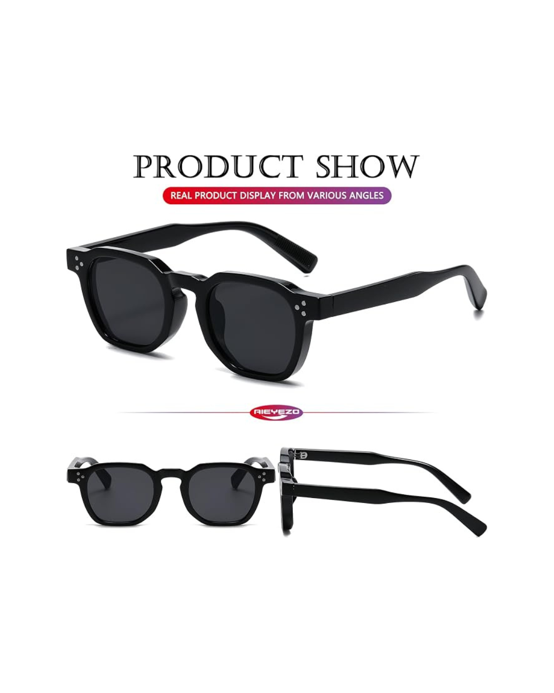 Retro Sunglasses for Women and Men – Square Thick-Framed Shades Trendy Vintage Sunglasses
