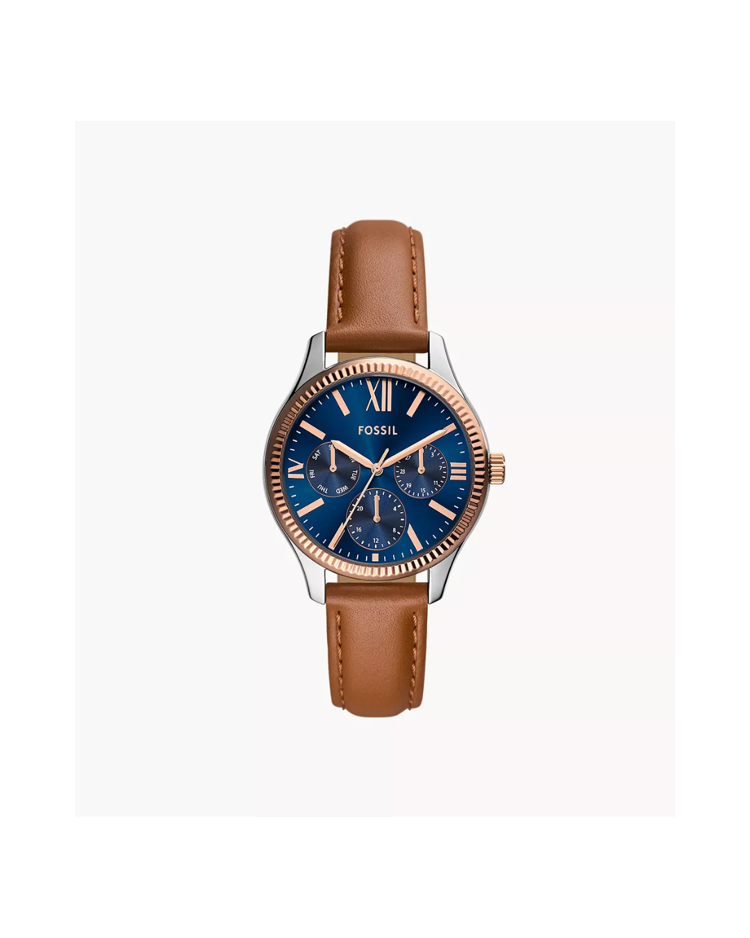 Rye 36 mm Multifunction Brown Leather Watch (Ladies)
