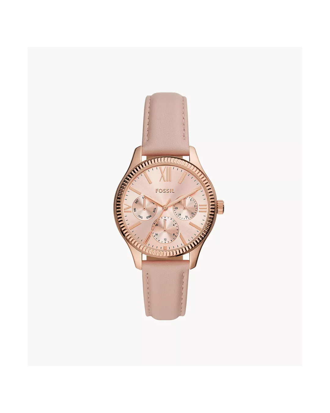 Rye 36 mm Multifunction Pink Leather Watch (Ladies)