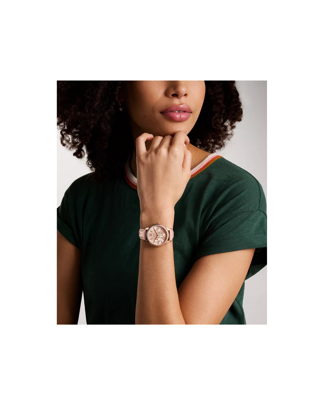 Rye 36 mm Multifunction Pink Leather Watch (Ladies)