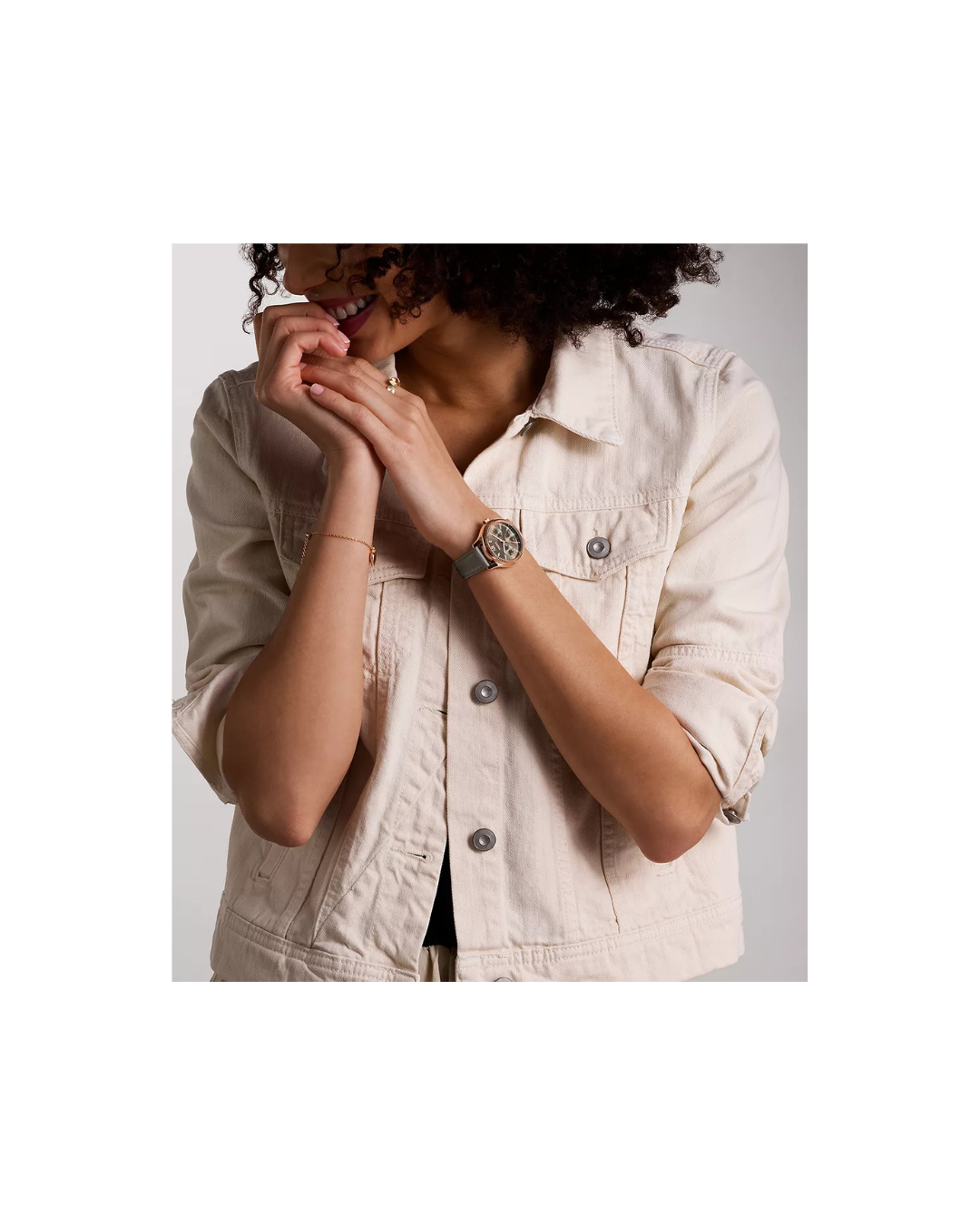 Rye 36 mm Multifunction grey Leather Watch (Ladies)