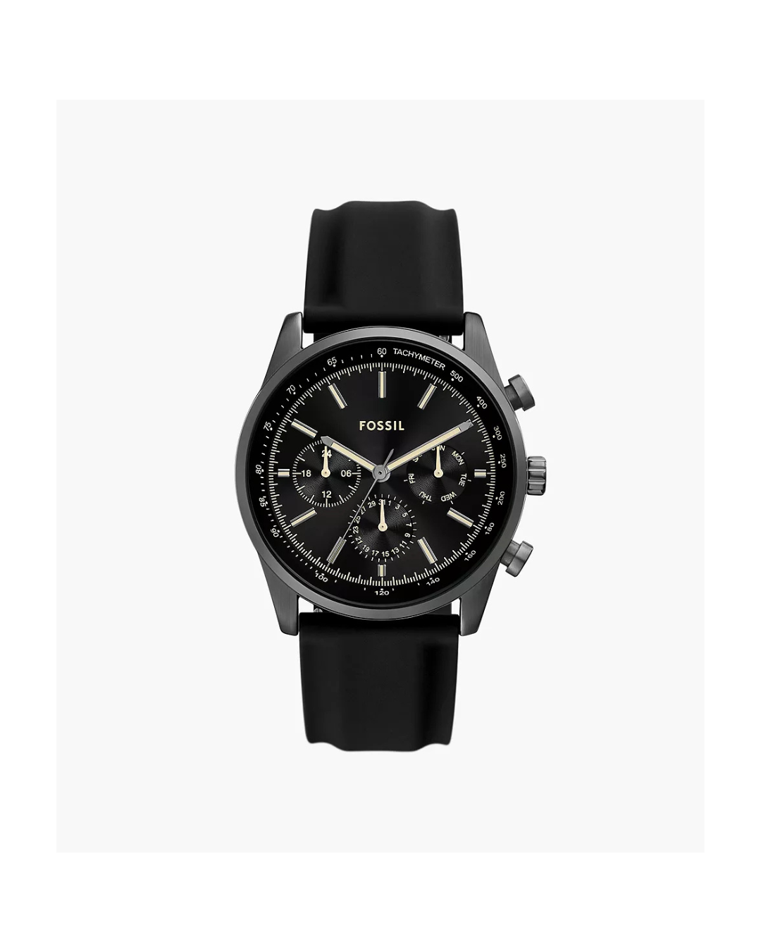 Sullivan 44 mm Multifunction Black Silicone Watch
