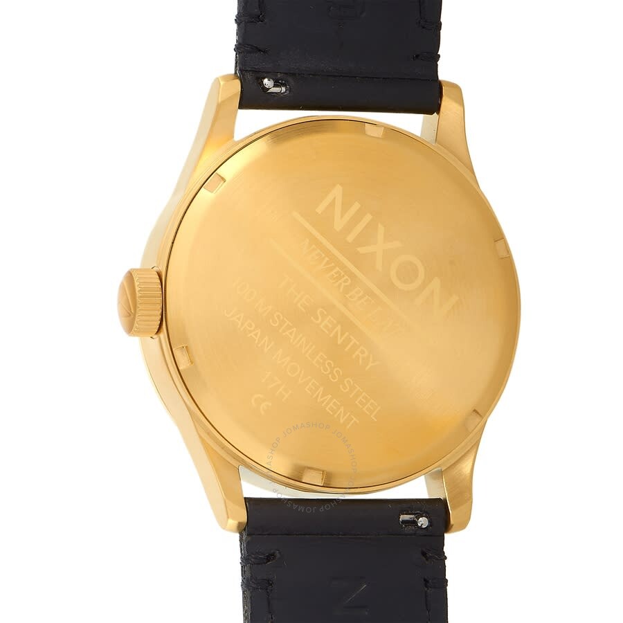 Nixon Sentry Quartz Gold Dial Black Leather 42mm